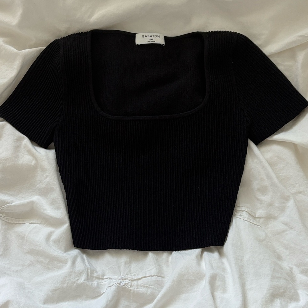 Babaton Black Ribbed Top - Picture 2 of 3